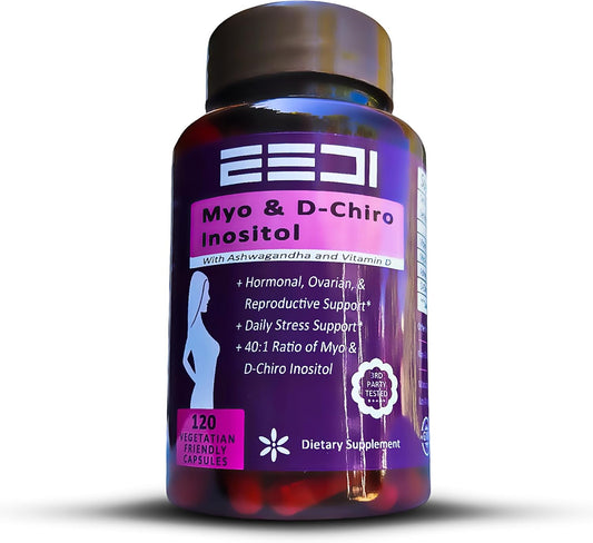 ZED1 Myo & D-Chiro Inositol Capsules for PCOS & Fertility with Ashwagandha & Vitamin D3 - Women's Hormonal & Ovarian Support