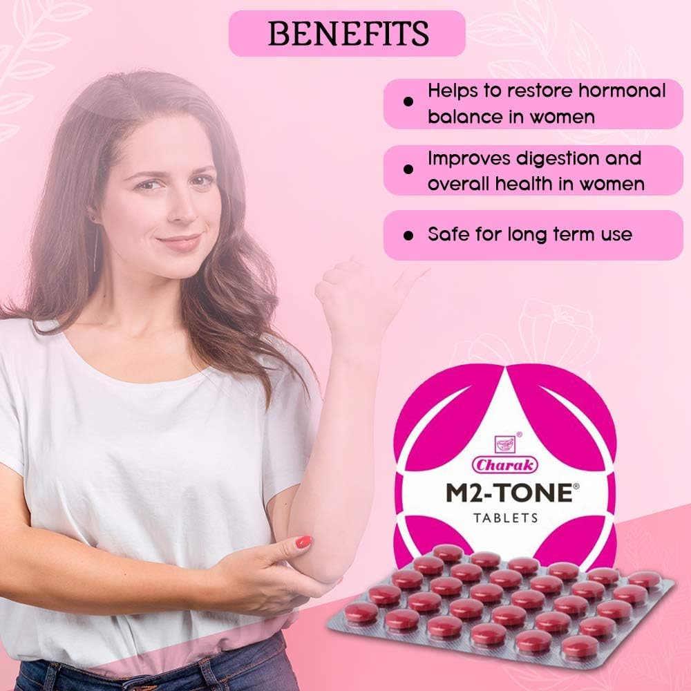Zeeke Charak Pharma M2Tone Tablets - 90 Tablets for Irregular Menstruation | Women's Health & Wellness