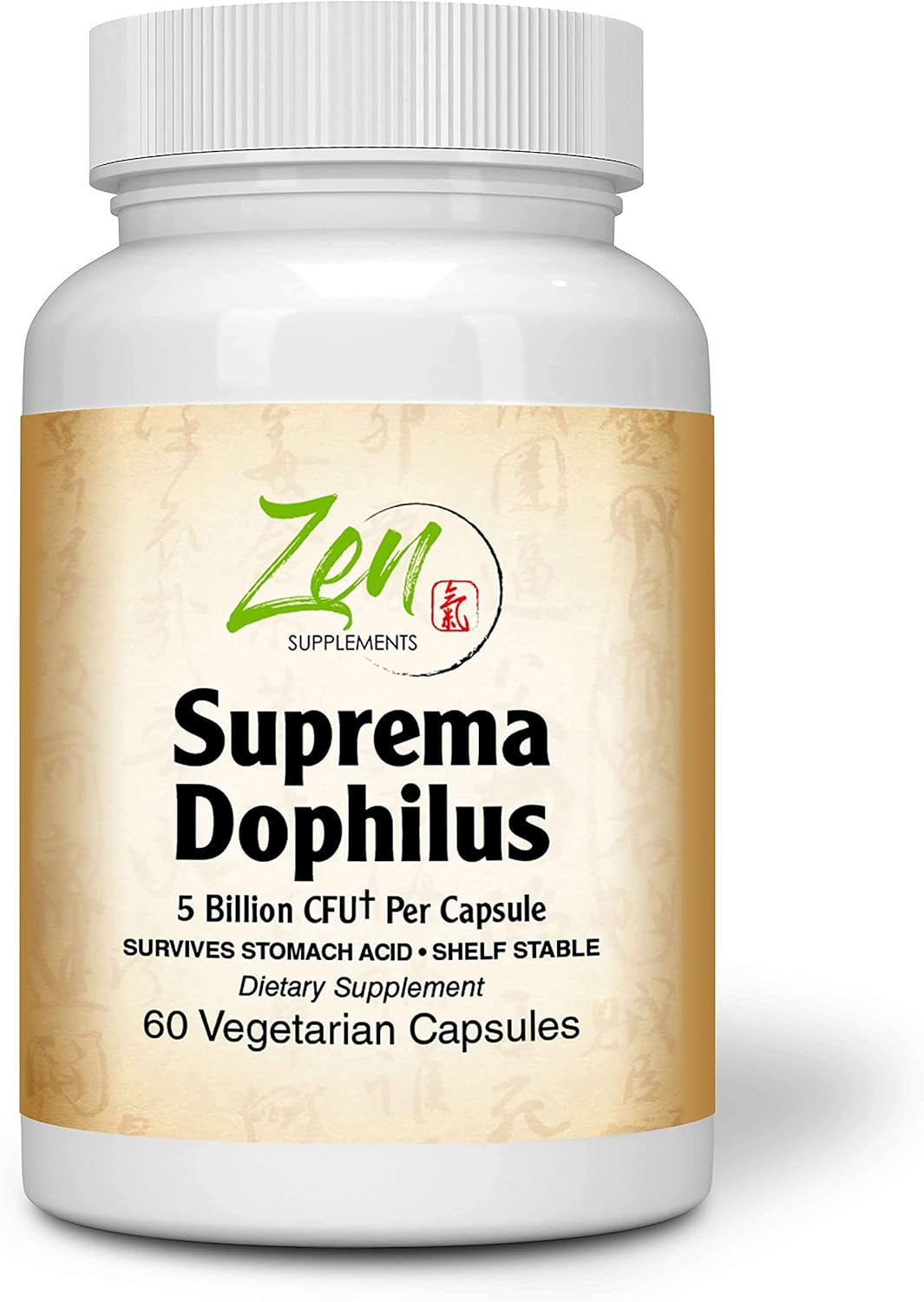 Zen Supplements Suprema-Dophilus Probiotic - 5 Billion CFU, 8 Strains, Shelf Stable, Acid Resistant - 60 Capsules for GI & Immune Health