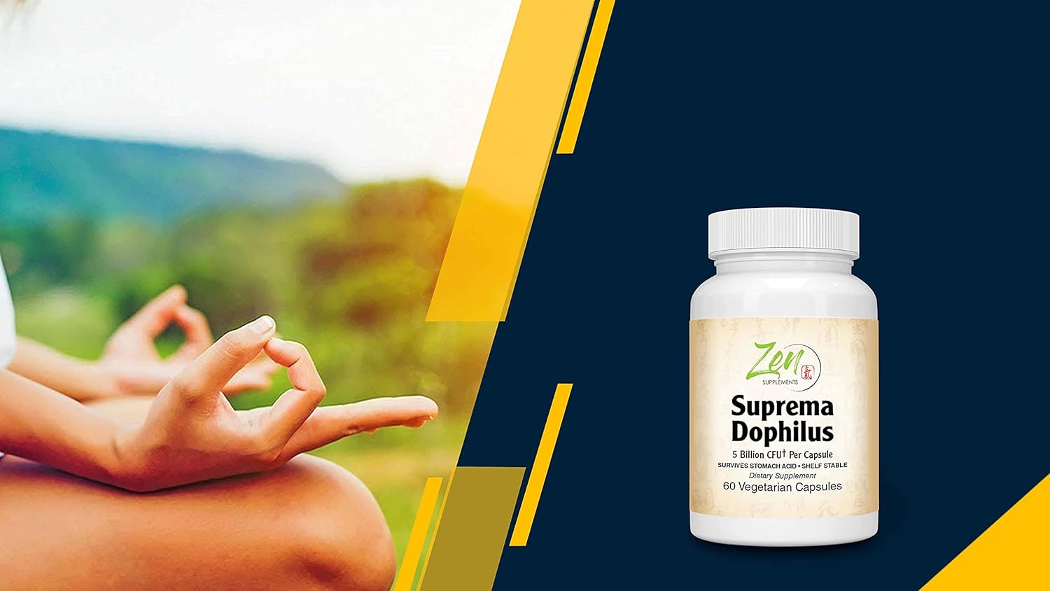 Zen Supplements Suprema-Dophilus Probiotic - 5 Billion CFU, 8 Strains, Shelf Stable, Acid Resistant - 60 Capsules for GI & Immune Health