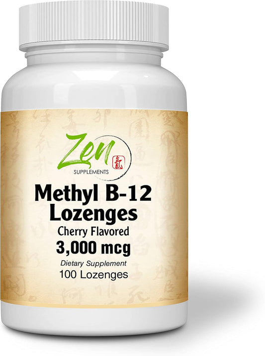 Zen Supplements Top-Rated Methylated B12 Vitamin Lozenges with Folic Acid - Boost Heart Health, Immune System, Brain Function - 100 Count