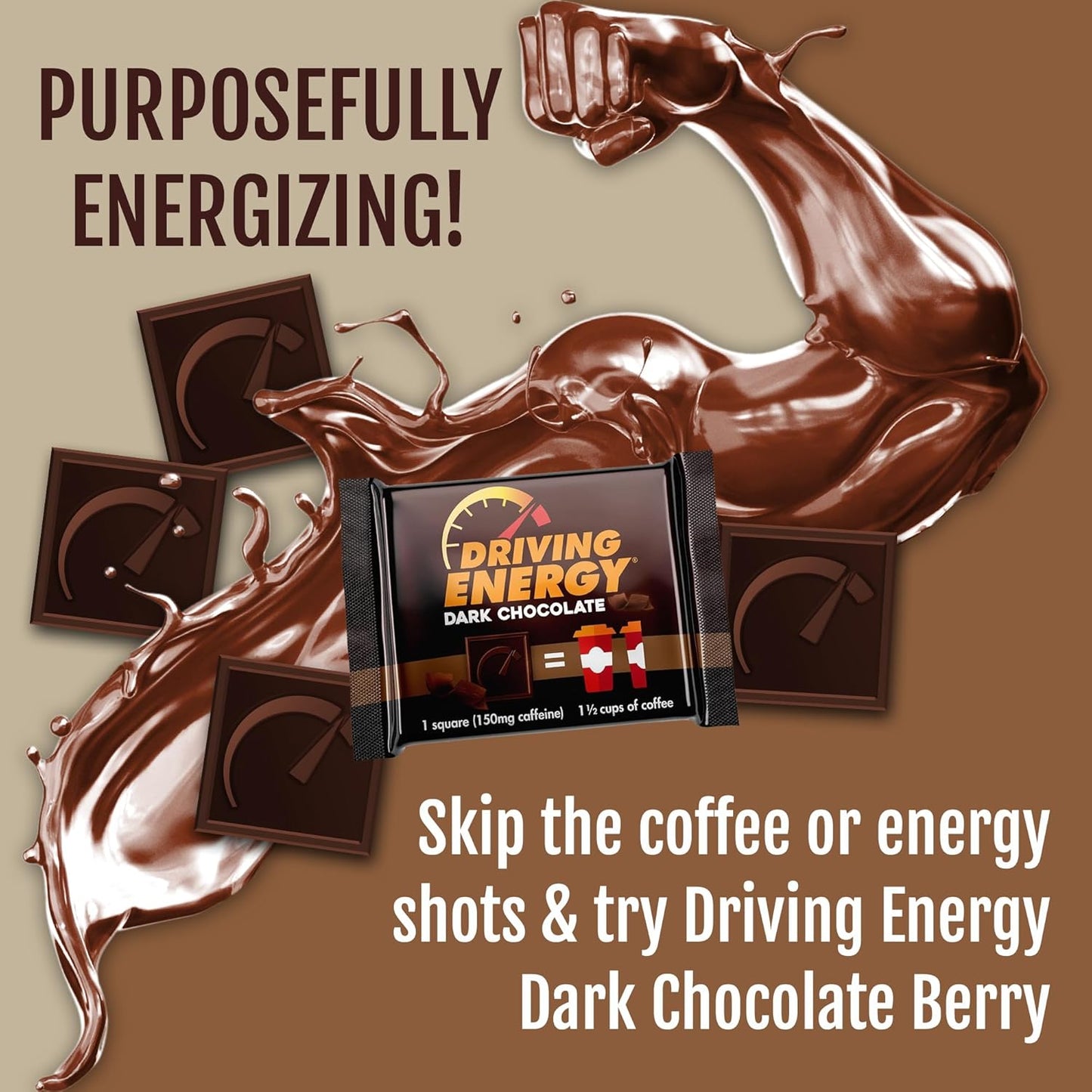 ZenEvo Dark Chocolate Energy Bites - 150mg Caffeine for Long-Lasting Energy - Gym & Workout Snack - 30 Count
