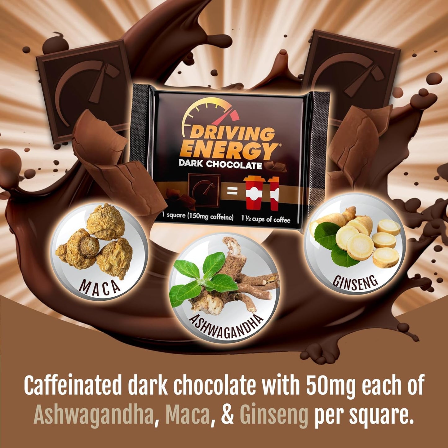 ZenEvo Dark Chocolate Energy Bites - 150mg Caffeine for Long-Lasting Energy - Gym & Workout Snack - 30 Count