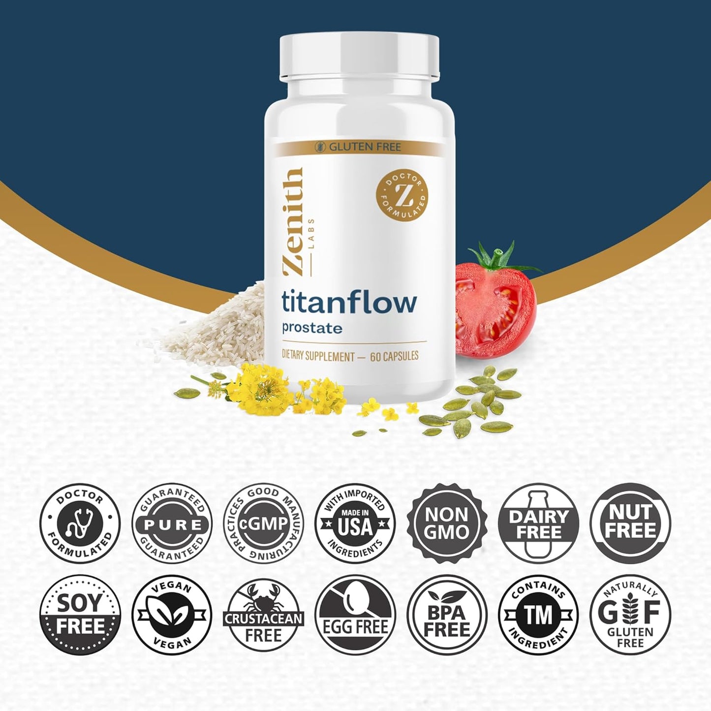 Zenith Labs TitanFlow Prostate Supplements with Pumpkin Seed Oil - Support Urinary & Prostate Health - 3 Pack