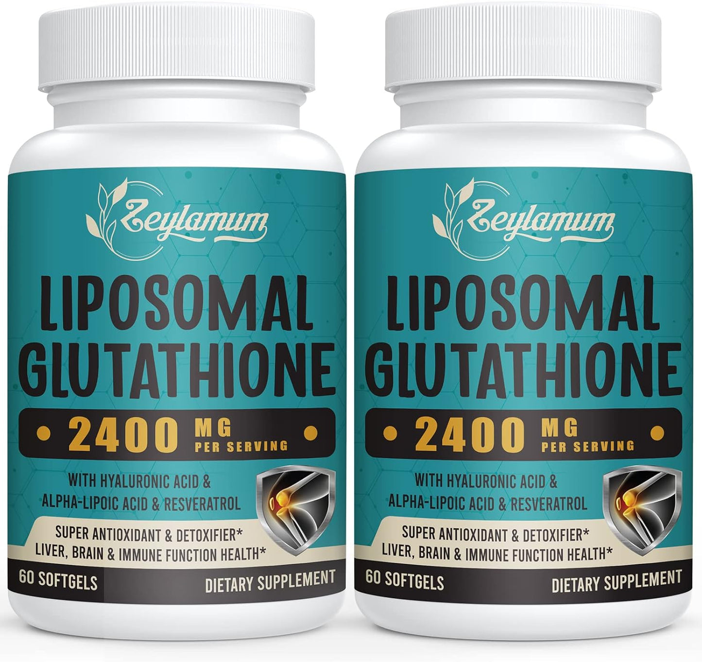 Zeylamum Liposomal Glutathione Bundle: 2400 MG Capsules & 2000 MG Liquid - Antioxidant, Energy Boost, Immune Support, Anti-Aging