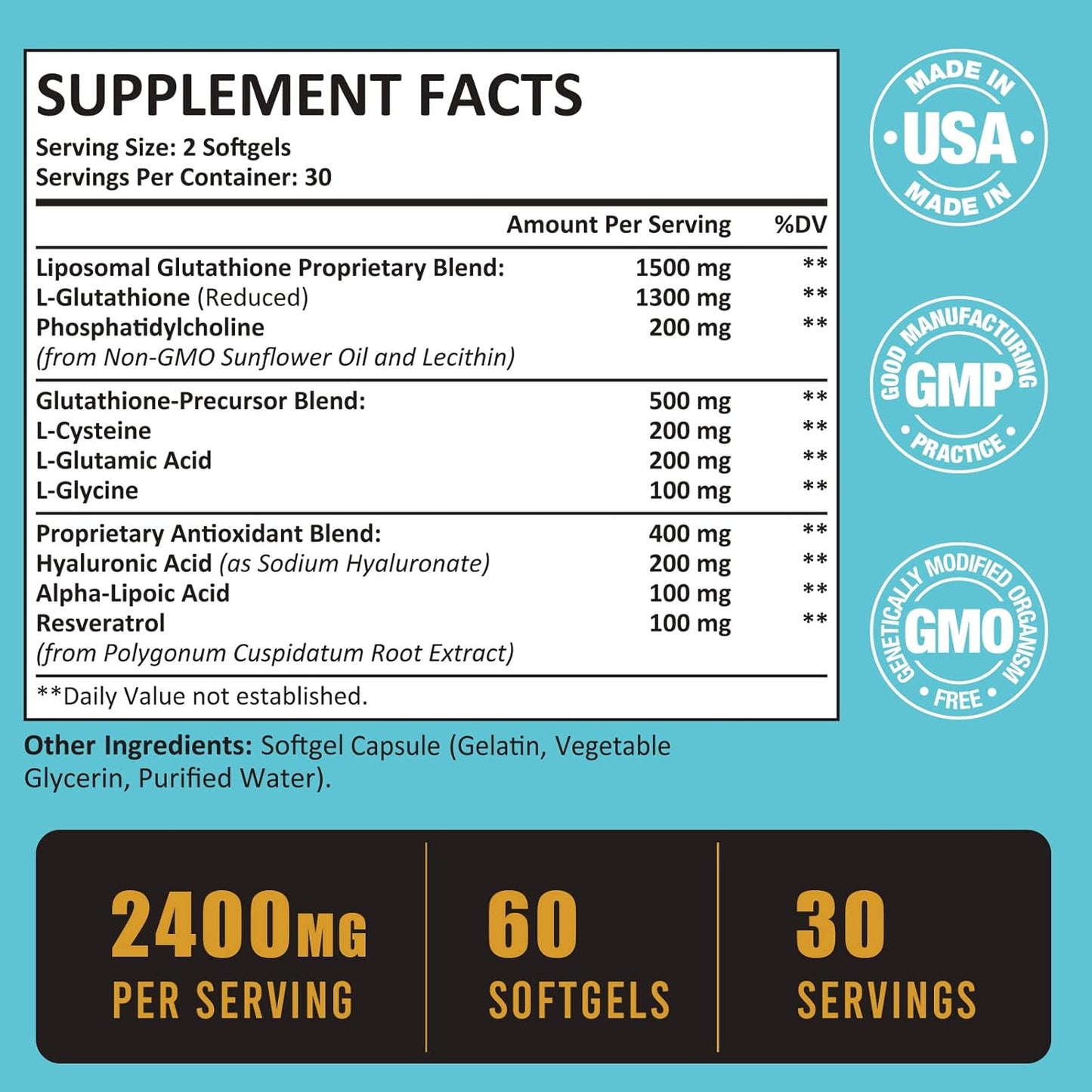 Zeylamum Liposomal Glutathione Bundle: 2400 MG Capsules & 2000 MG Liquid - Antioxidant, Energy Boost, Immune Support, Anti-Aging