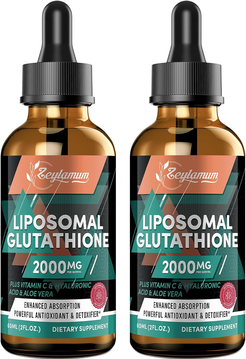 Zeylamum Liposomal Glutathione Bundle: 2400 MG Capsules & 2000 MG Liquid - Antioxidant, Energy Boost, Immune Support, Anti-Aging