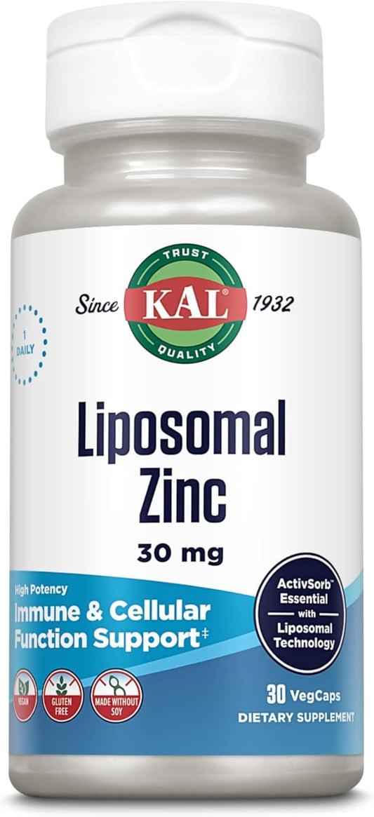 Zinc 30mg Liposomal Supplement for Immune Support, Enhanced Absorption, Vegan & Gluten Free, 30 Servings