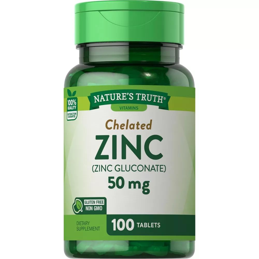Zinc 50 mg Chelated Supplements - 100 Count, Pack of 3 by Nature's Truth