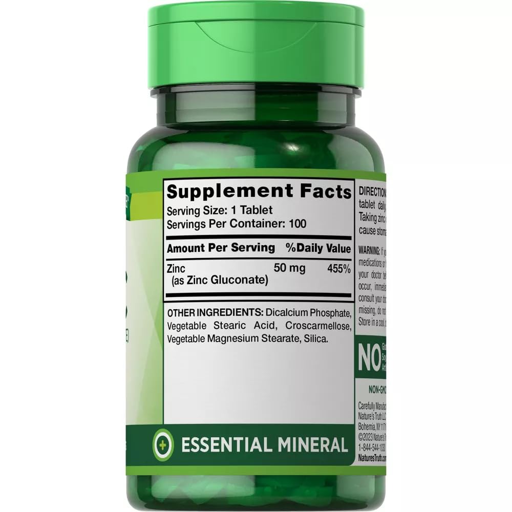Zinc 50 mg Chelated Supplements - 100 Count, Pack of 3 by Nature's Truth