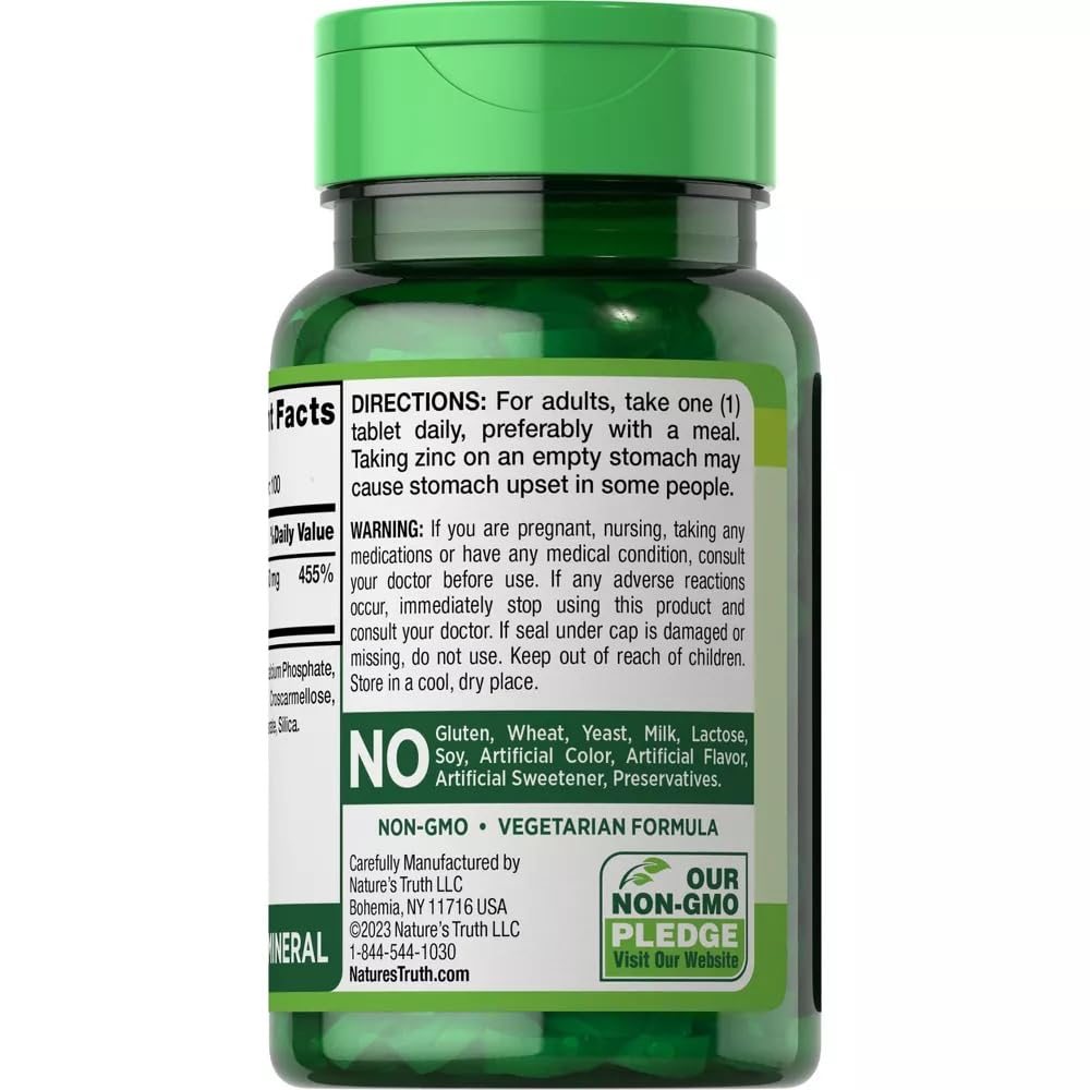 Zinc 50 mg Chelated Supplements - 100 Count, Pack of 3 by Nature's Truth