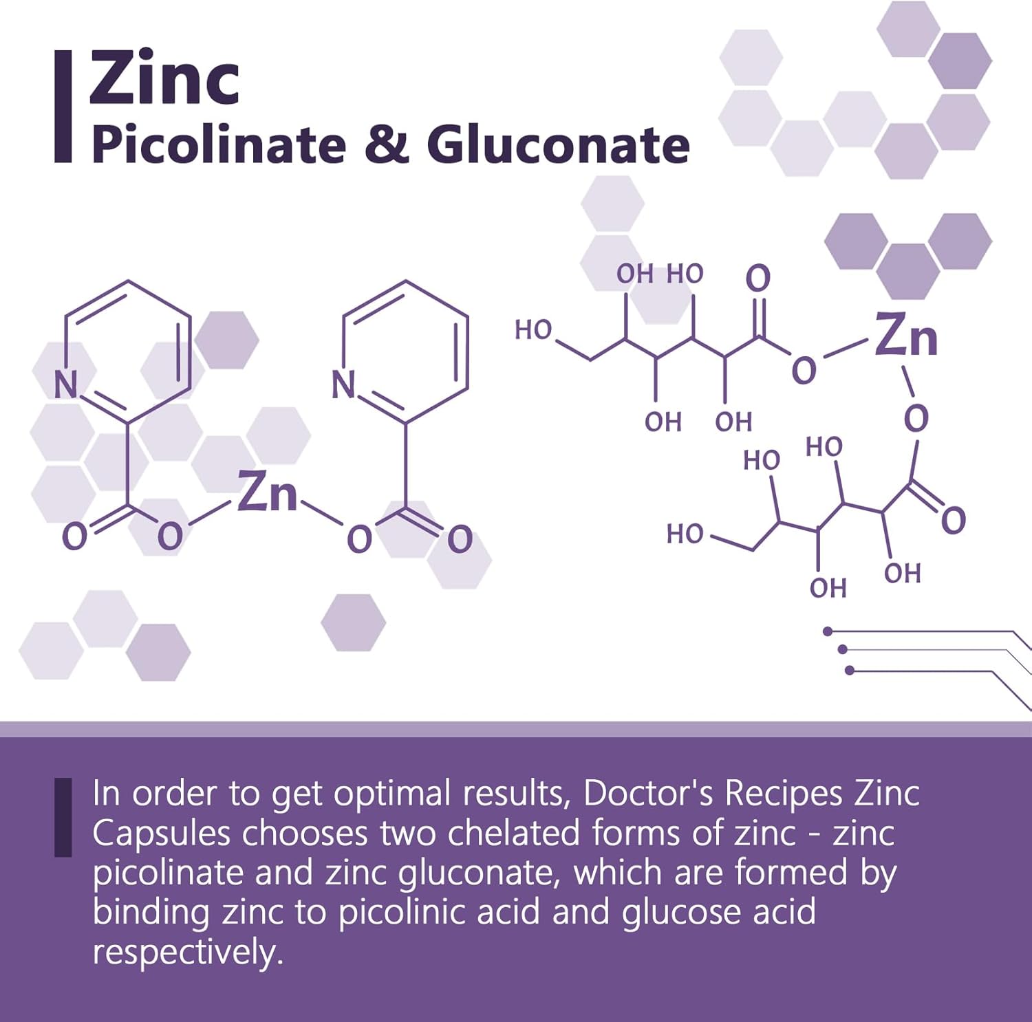 Zinc 50mg Capsules for Immune Defense & Cell Growth, Doctor’s Recipes, Non-GMO, 120 Veggie Capsules