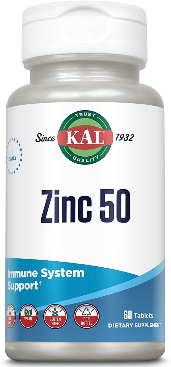Zinc 50mg Hydroxy Acid Complex Supplement for Metabolism & Immune Support - Enhanced Absorption, Vegan & Non-GMO - 60 Tablets