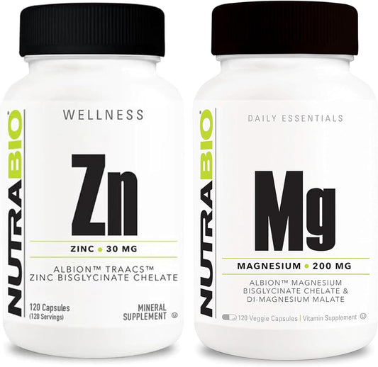 Zinc Chelate and Reacted Magnesium Supplement Bundle for Immune System and Bone Health Support