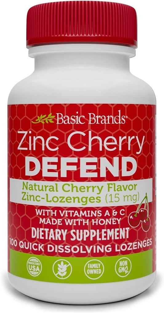 Zinc Cherry Defend Lozenges - 200 Count - Immune Support, Cold Relief - Natural Cherry Flavor, Non-GMO - Zinc Acetate & Vitamin C - 2-Pack