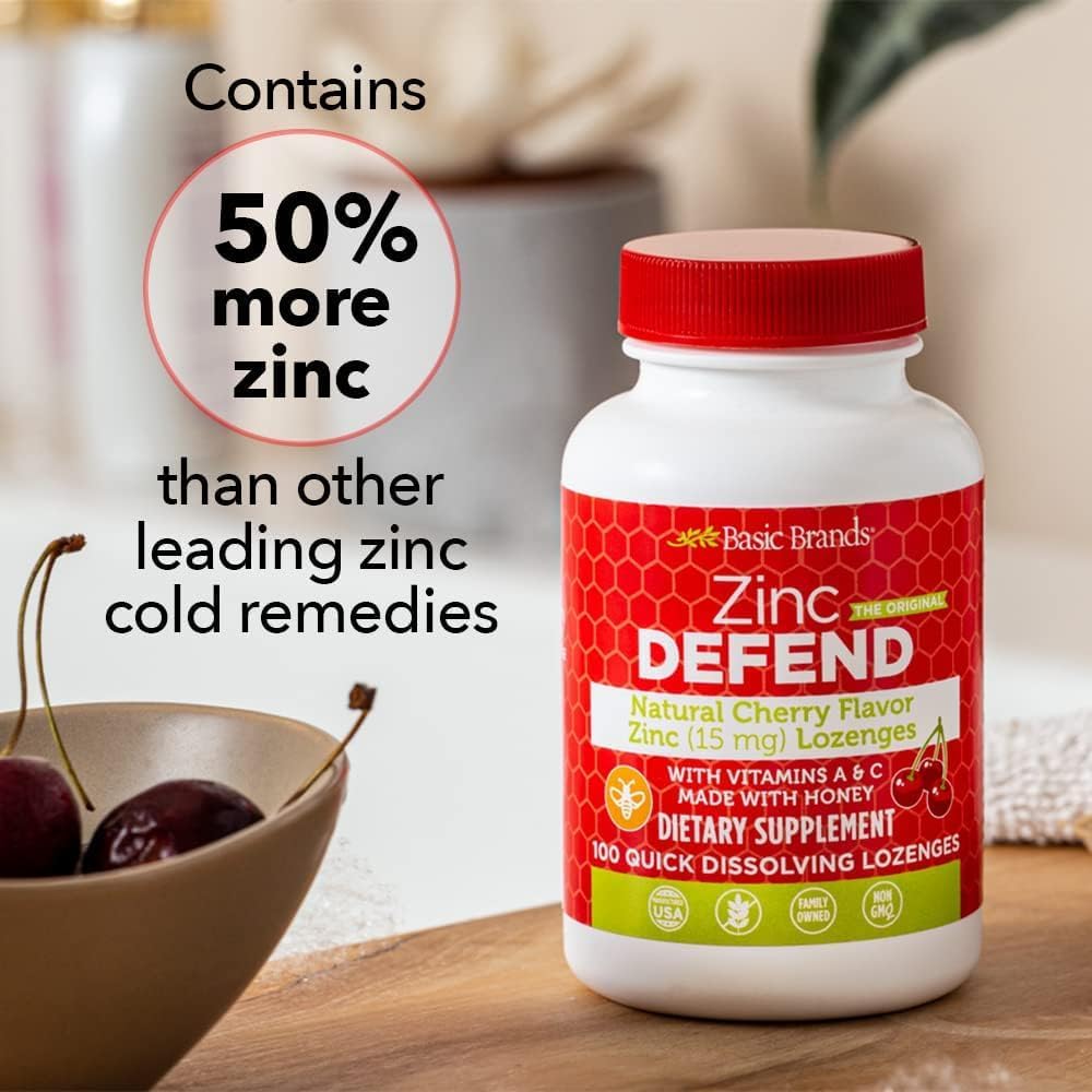 Zinc Cherry Defend Lozenges - 200 Count - Immune Support, Cold Relief - Natural Cherry Flavor, Non-GMO - Zinc Acetate & Vitamin C - 2-Pack