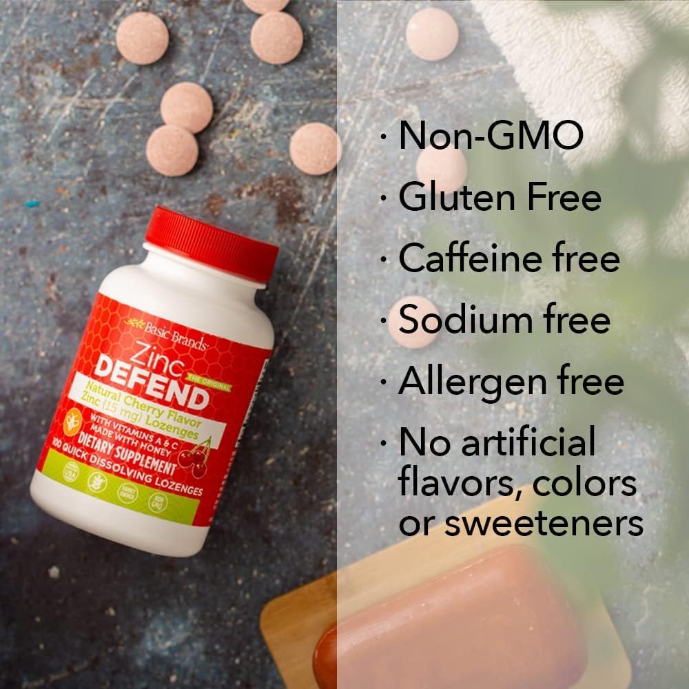 Zinc Cherry Defend Lozenges - 200 Count - Immune Support, Cold Relief - Natural Cherry Flavor, Non-GMO - Zinc Acetate & Vitamin C - 2-Pack