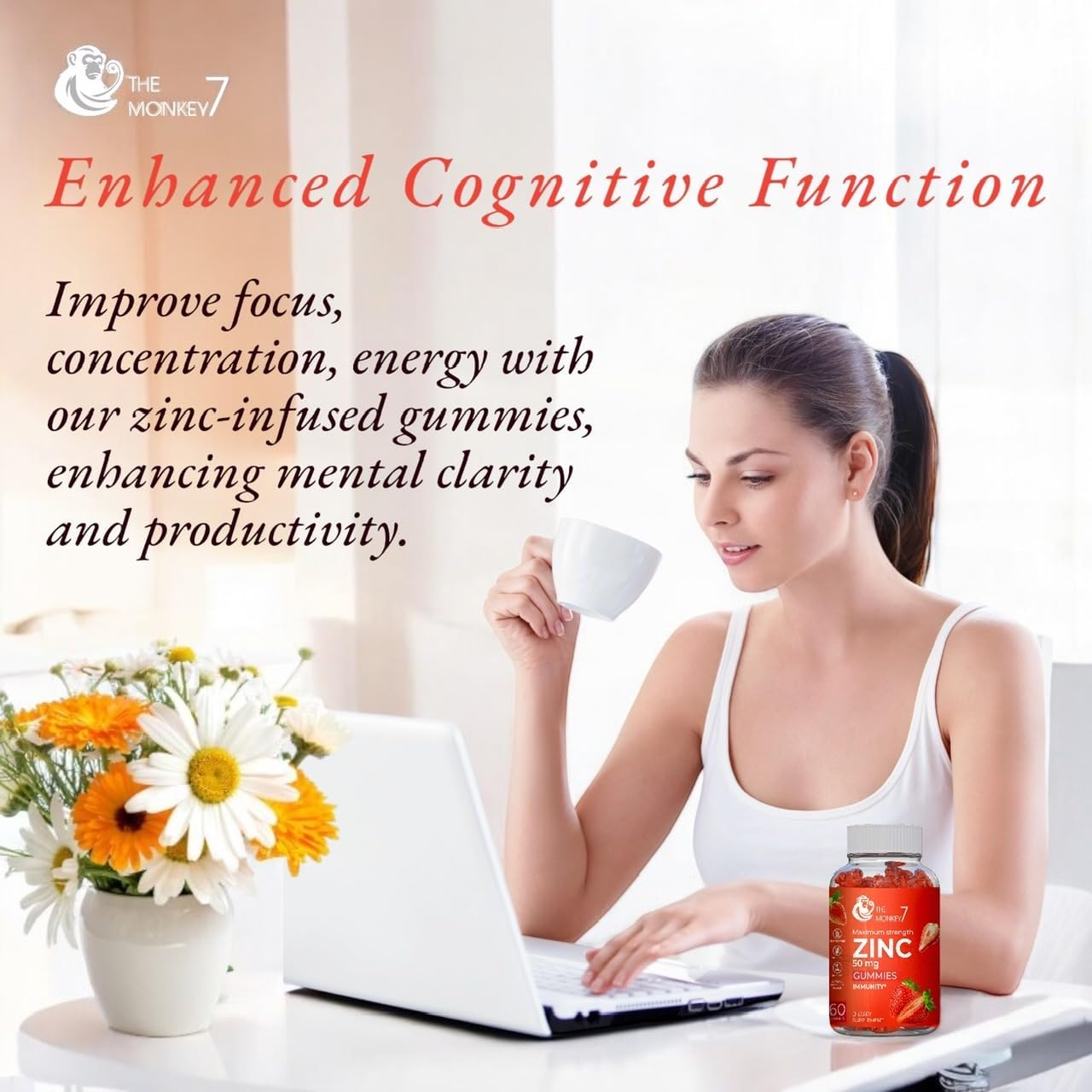 Zinc Citrate Gummies 50mg for Immune Support - Gluten Free, Vegan, Non-GMO - 2 Pack of Maximum Strength Zinc Gummies