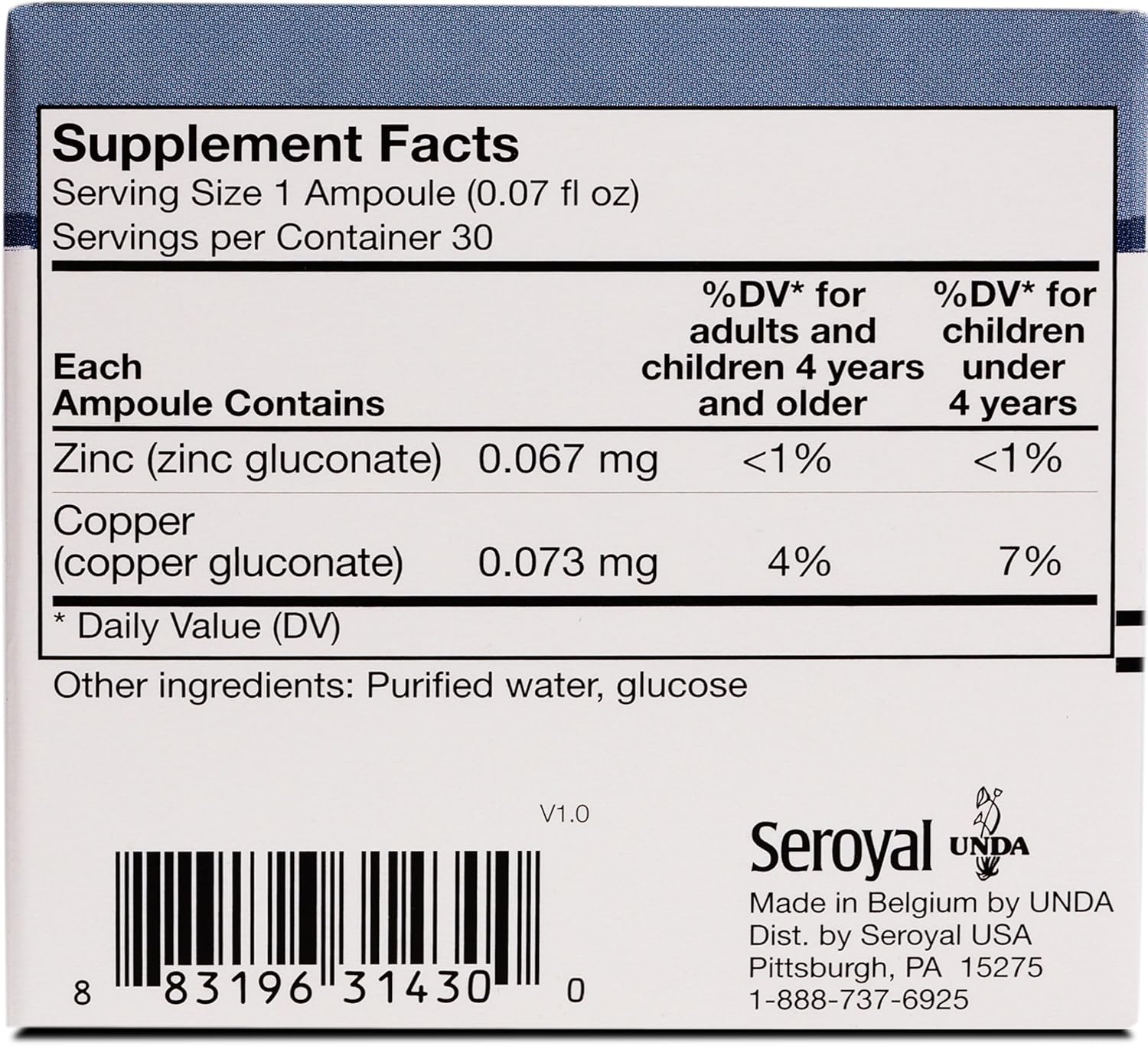 Zinc-Copper Oligo-Element Supplement - UNDA GAMMADYN Zn-Cu - 30 Ampoules