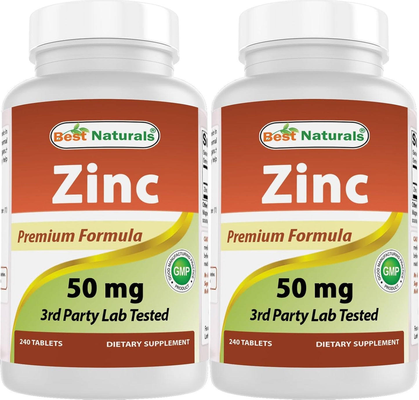 Zinc Gluconate 50mg Supplement - 480 Tablets, 2-Pack for Immune Support