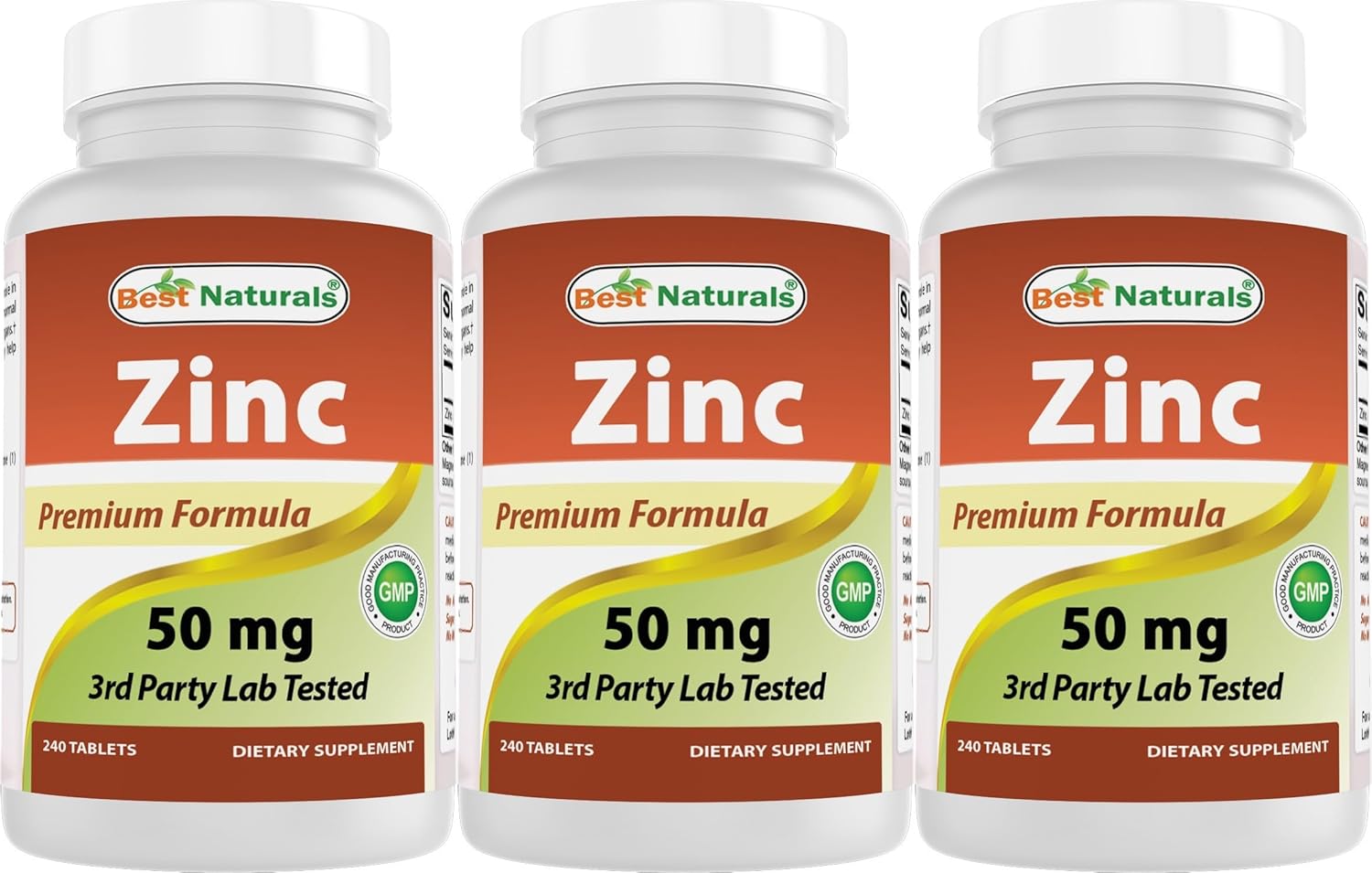 Zinc Gluconate 50mg Supplement 720 Tablets - Pack of 3 for Immune Support