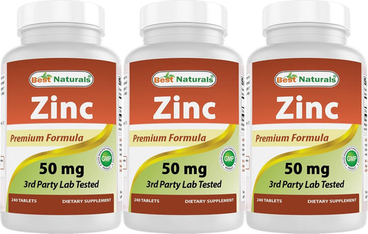 Zinc Gluconate 50mg Supplement 720 Tablets - Pack of 3 for Immune Support