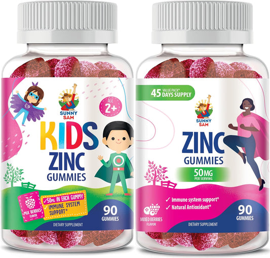 Zinc Gummies for Immune Support - Natural Antioxidant Supplement for Kids & Adults