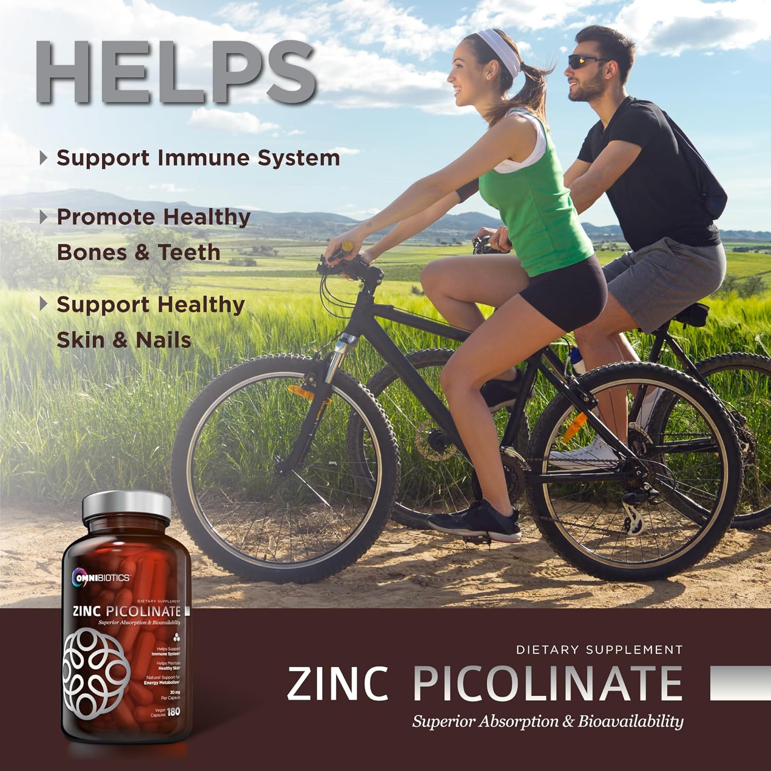 Zinc Picolinate 30mg Capsules - Immune System Support Supplement for Men & Women - High Absorption Zinc Vitamins for Healthy Skin - 180 Vegan Caps