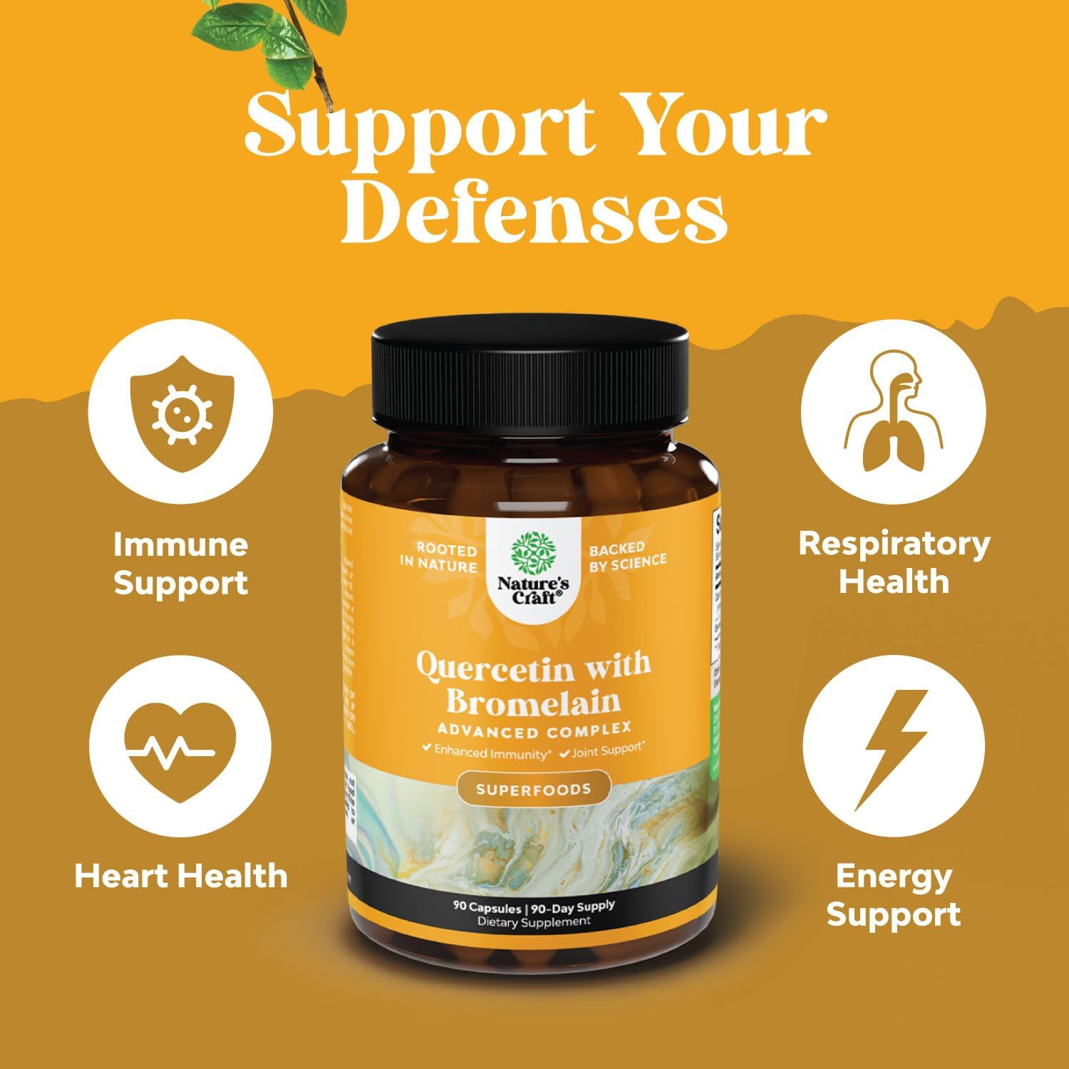 Zinc & Quercetin with Bromelain Immune Support Bundle - Promotes Nail, Skin, & Joint Health - Boosts Immunity, Brain, Lung, & Focus - Natural Health Supplements