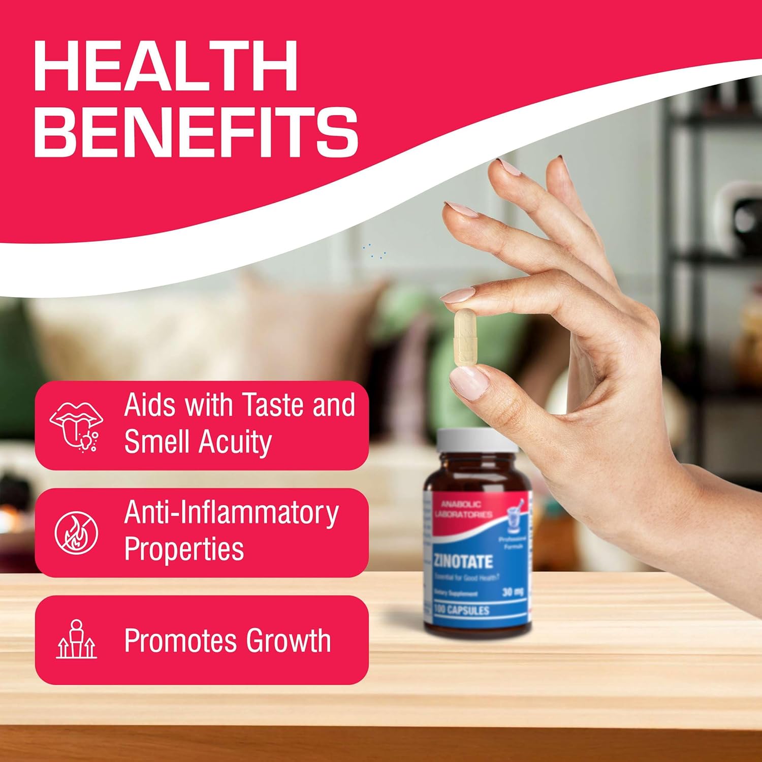 Zinotate Zinc Picolinate Supplements 30mg - 100 Capsules for Bone, Immune, Growth & Senses - Men & Women's Zinc Supplement