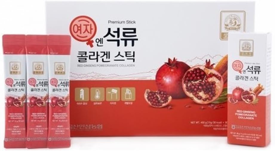 ZIOSTAND Korean Beauty Baekje Geumsan Pomegranate Collagen Jelly Stick 5.1oz - 30 Count (5 Pack) for Women