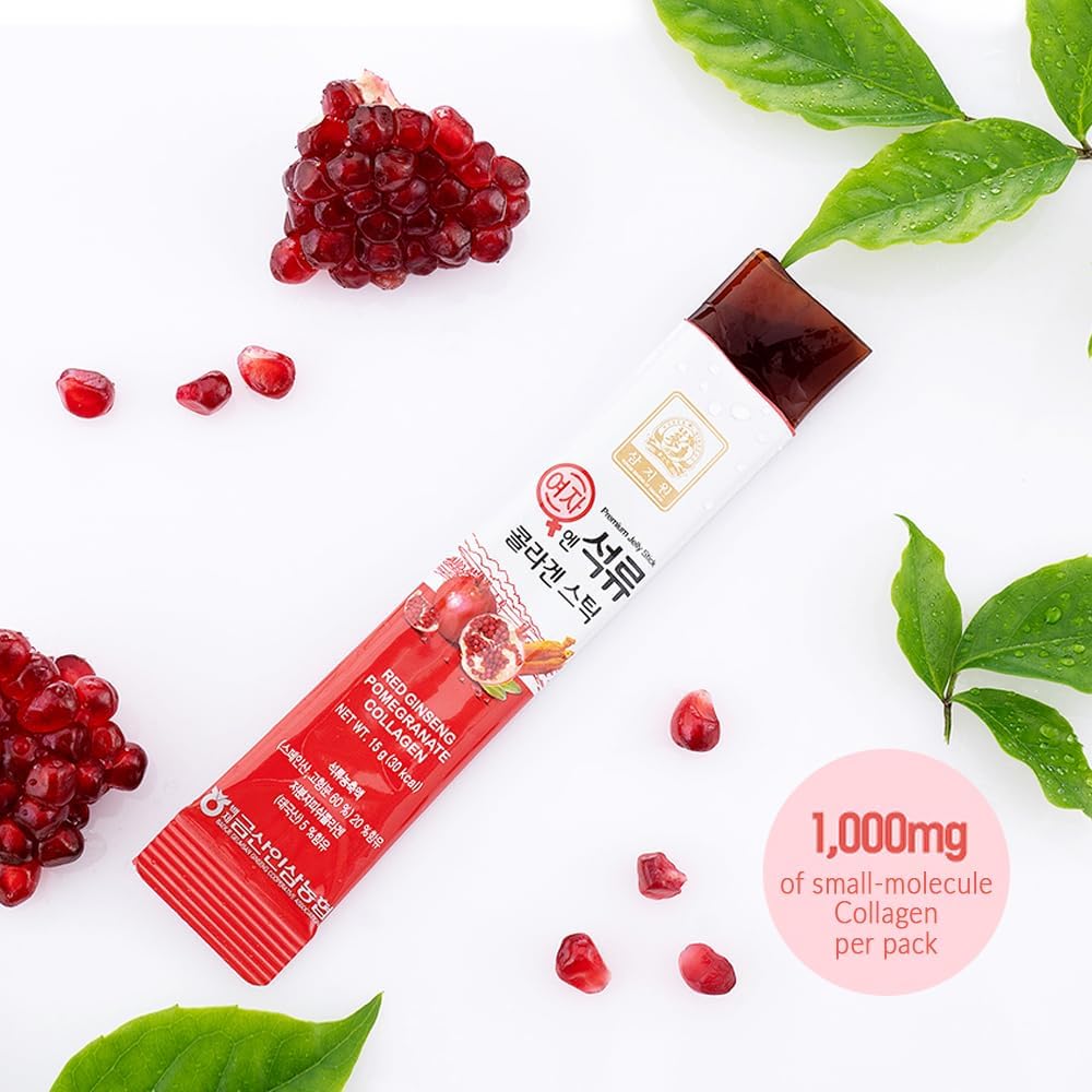 ZIOSTAND Korean Beauty Baekje Geumsan Pomegranate Collagen Jelly Stick 5.1oz - 30 Count (5 Pack) for Women