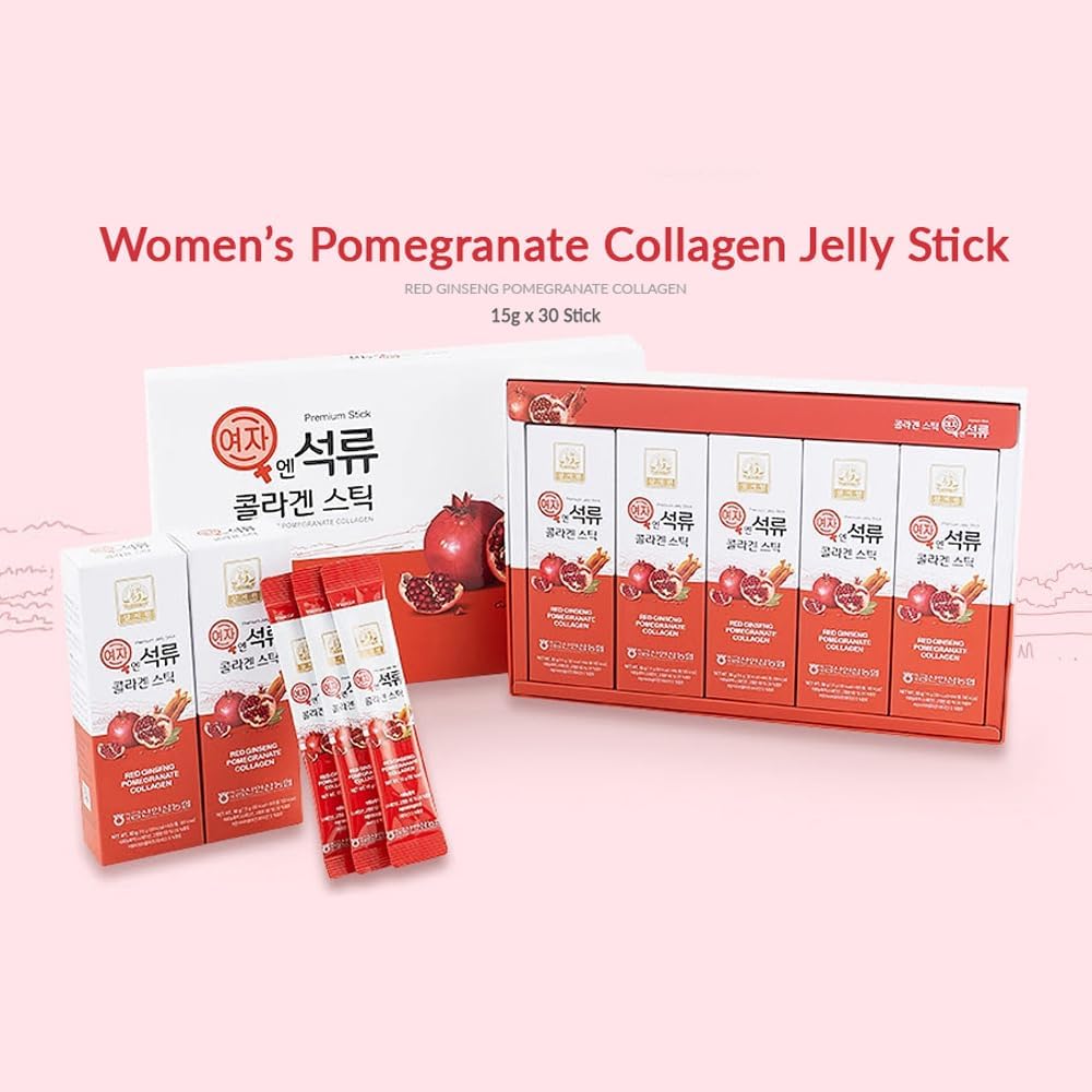 ZIOSTAND Korean Beauty Baekje Geumsan Pomegranate Collagen Jelly Stick 5.1oz - 30 Count (5 Pack) for Women