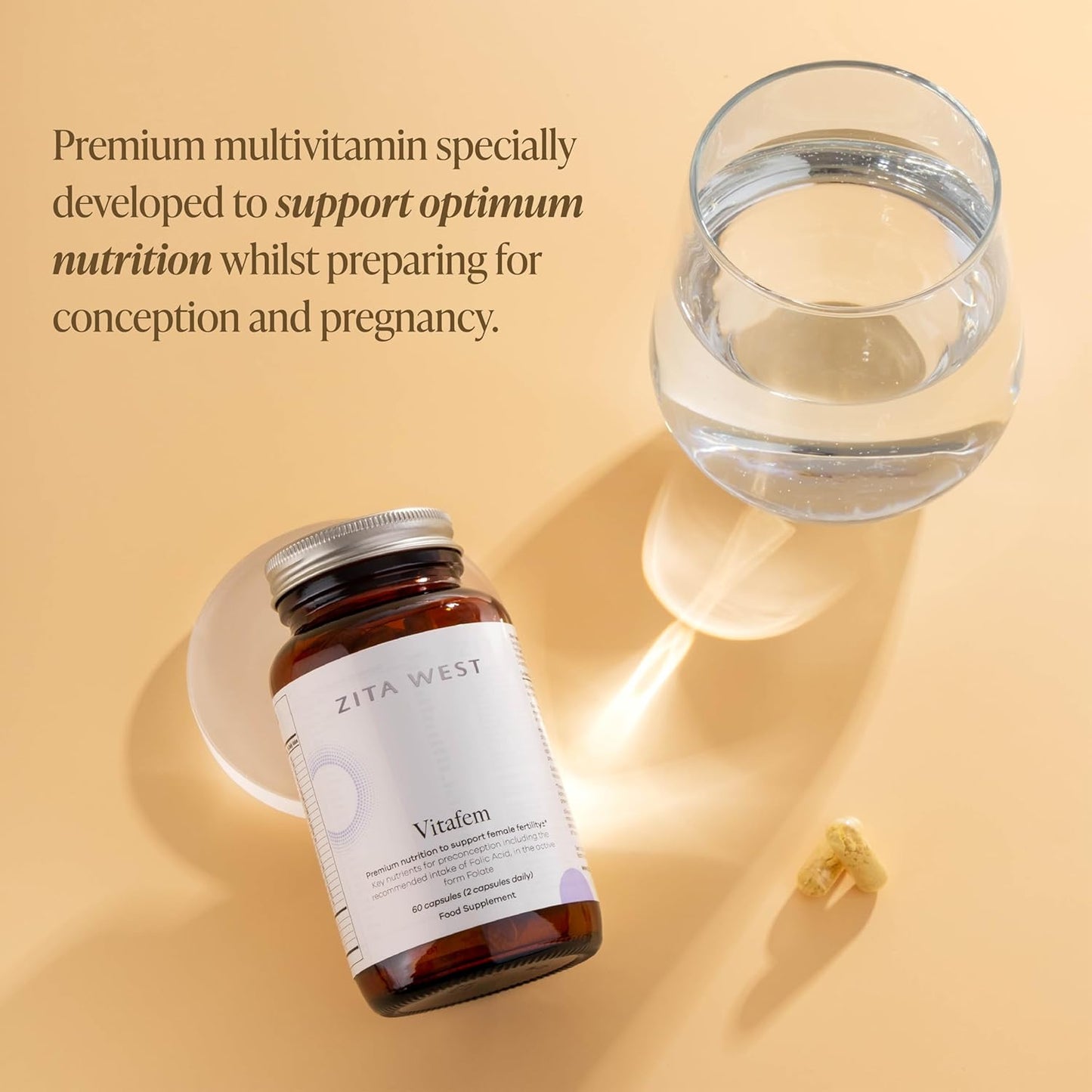 Zita West Vitafem Prenatal Vitamins with Folate - Premium Fertility Supplement for Women - 60 Capsules (1 Month Supply)