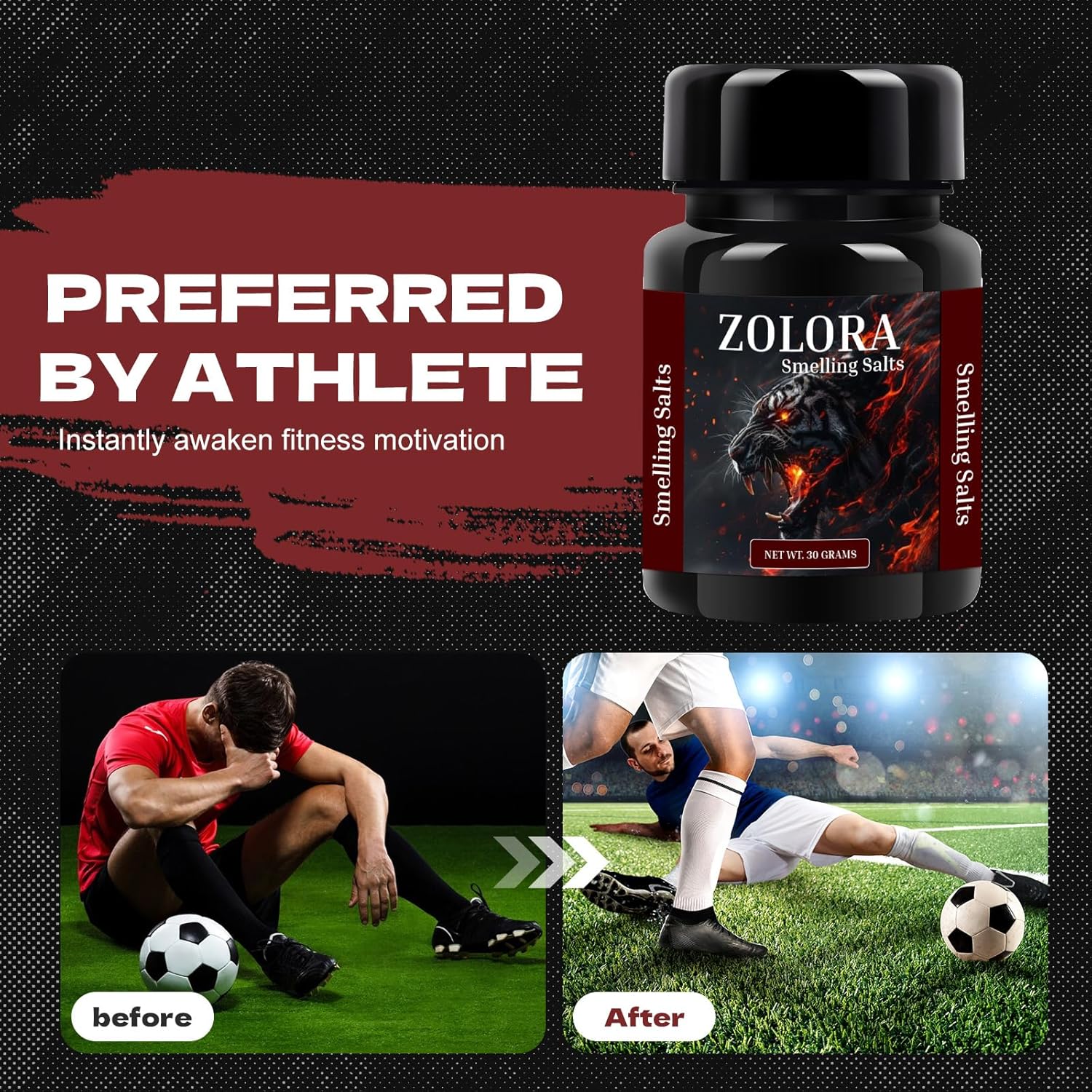 ZOLORA Smelling Salts: Powerful Ammonia Inhalants for Athletes in Powerlifting & Hockey, Energy Boost, Focus, Motivation - USA Made