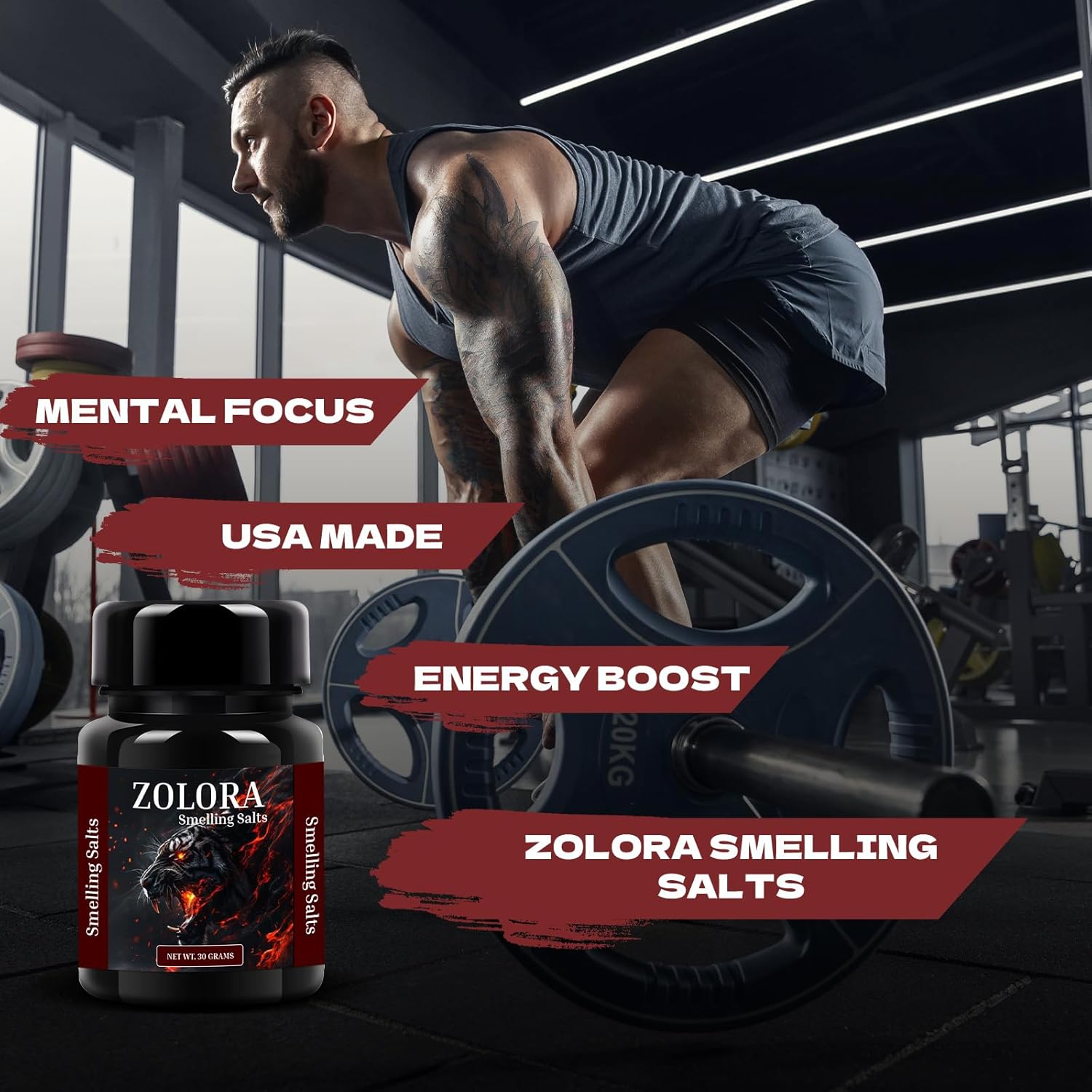 ZOLORA Smelling Salts: Powerful Ammonia Inhalants for Athletes in Powerlifting & Hockey, Energy Boost, Focus, Motivation - USA Made