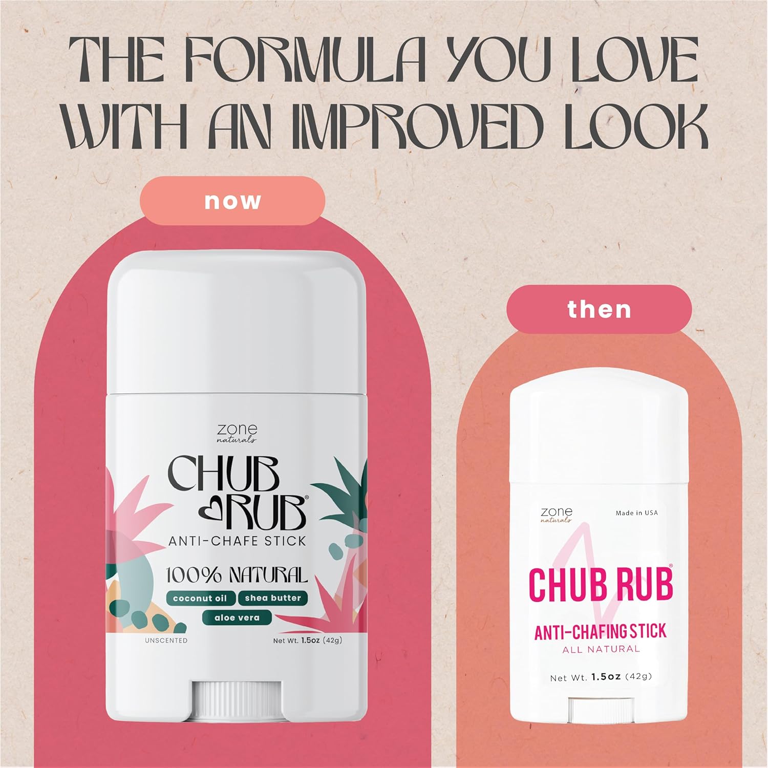 Zone Naturals Chafing Stick - 100% Natural Chub Rub Stick - Anti Chafing Stick for Friction Defense - 1.5 Ounce