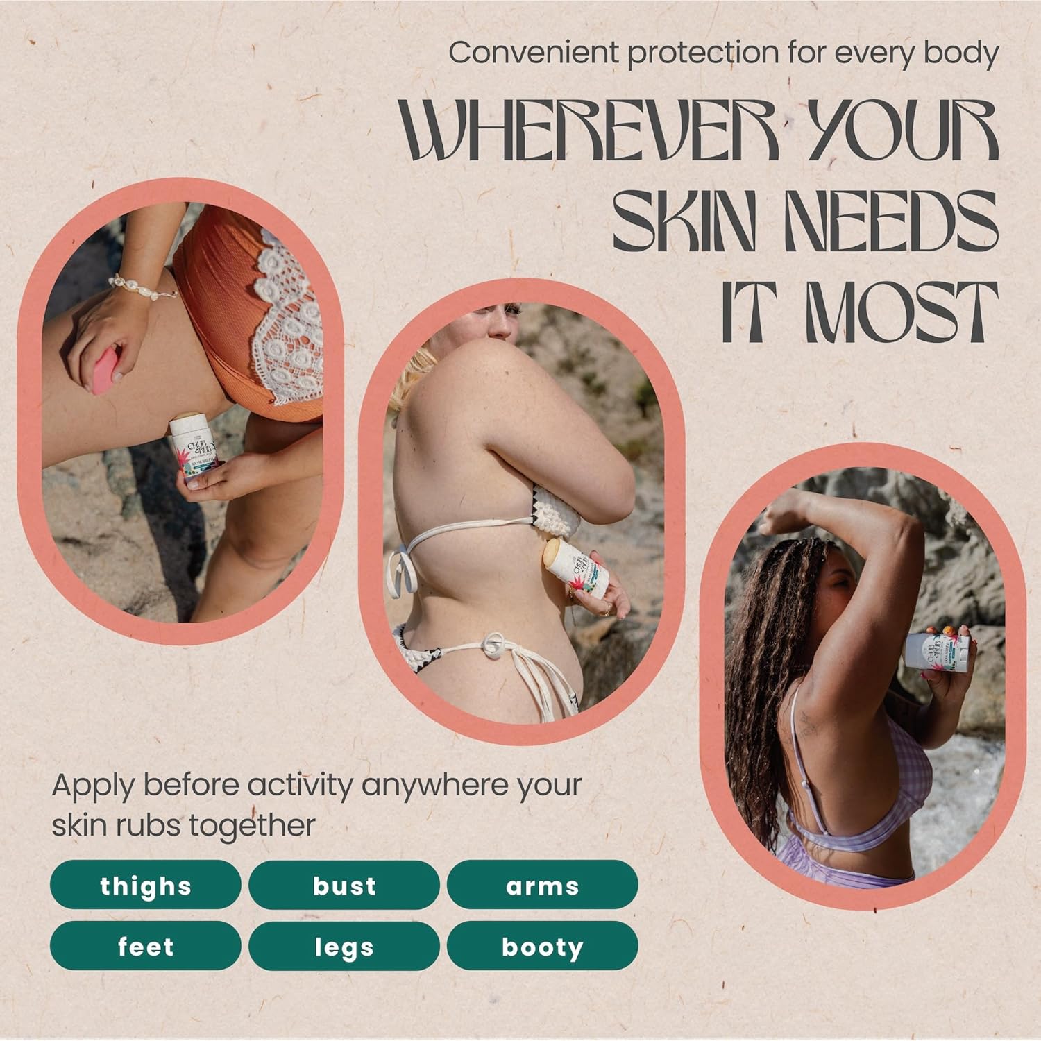 Zone Naturals Chafing Stick - 100% Natural Chub Rub Stick - Anti Chafing Stick for Friction Defense - 1.5 Ounce