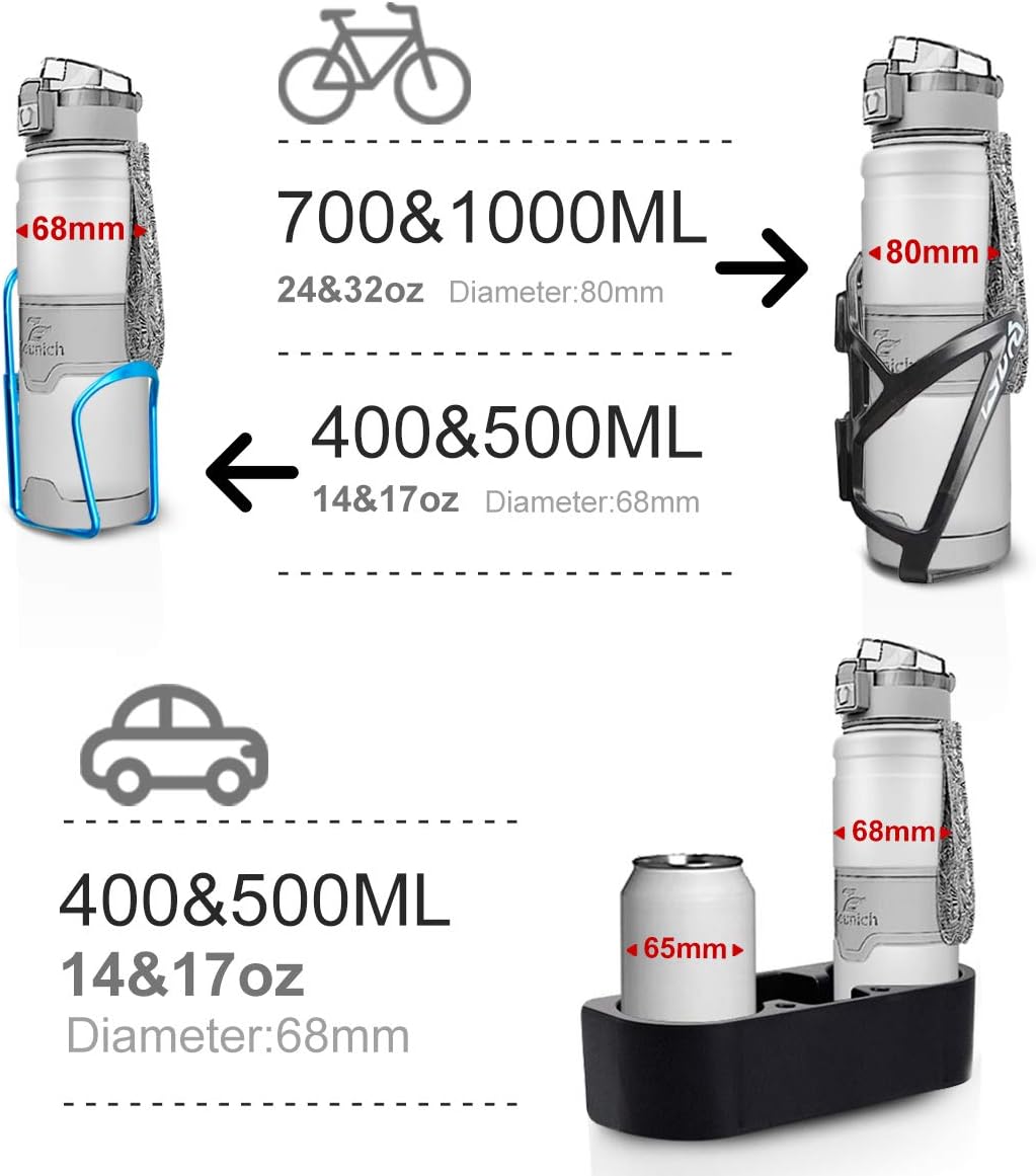 ZOUNICH BPA-Free Tritan Sports Water Bottle for Bike, Running, Gym - 32 oz, 24 oz, 16 oz, 14 oz - Premium Quality for Fitness & Cycling