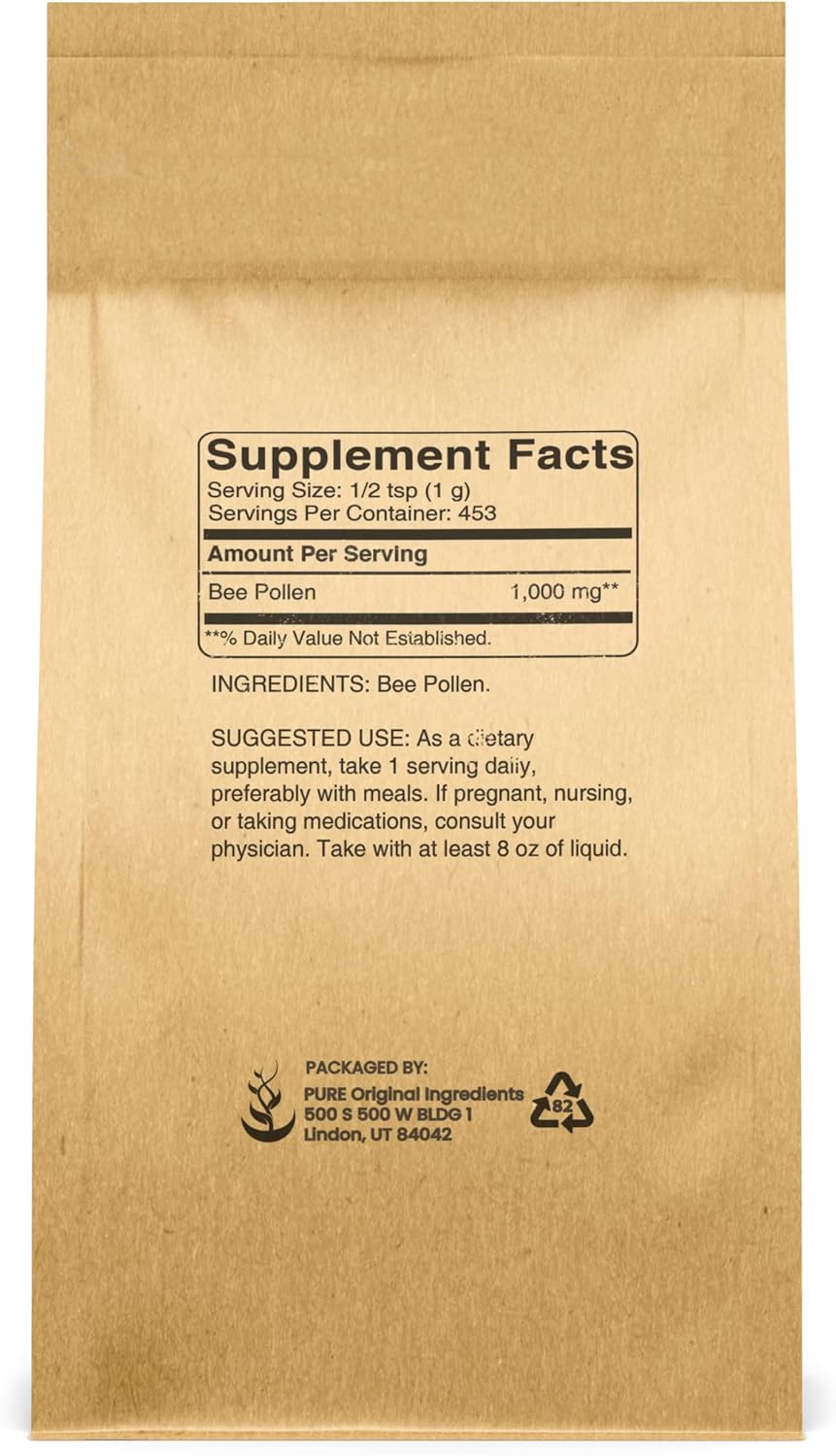 1 lb Bee Pollen Powder and Bee Propolis Powder Bundle - Pure Original Ingredients, Lab Verified, No Fillers