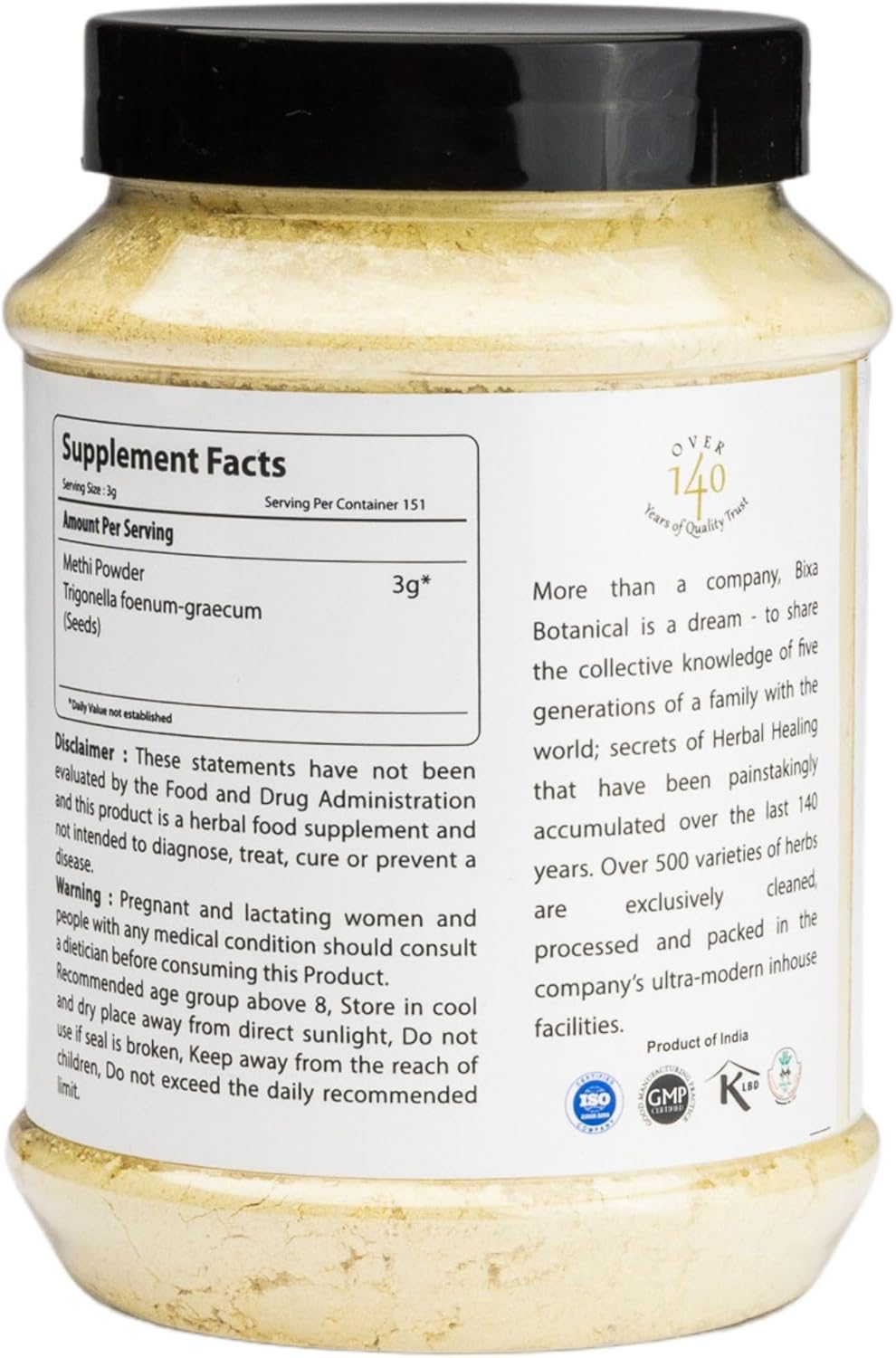 1 lb Bixa Botanical Fenugreek Powder (Trigonella Foenum) - Ayurvedic Herbal Supplement