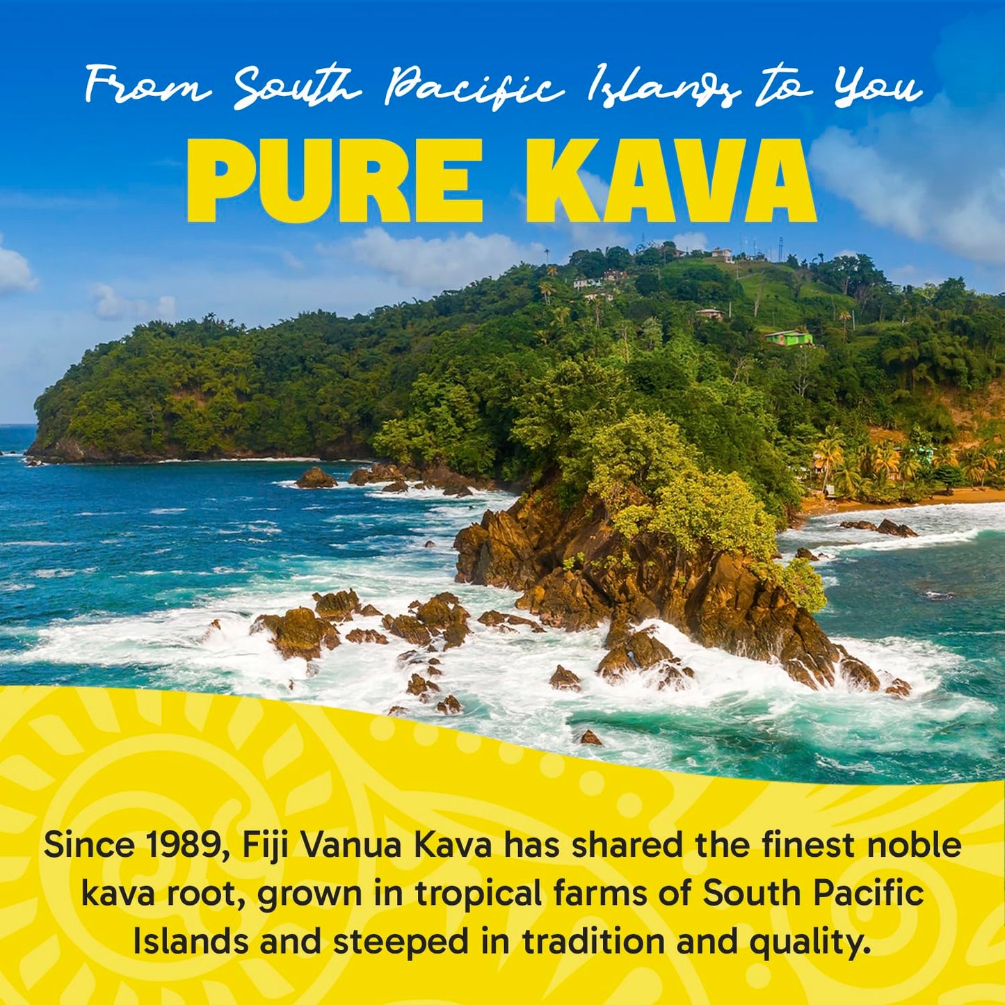 1 lb Fiji Vanua Kava Premium Loloma Waka Kava Root Powder - Noble Kava Root with Sun-dried Lateral Roots - Medium Grind for Easy Preparation - Smooth & Delicious Taste