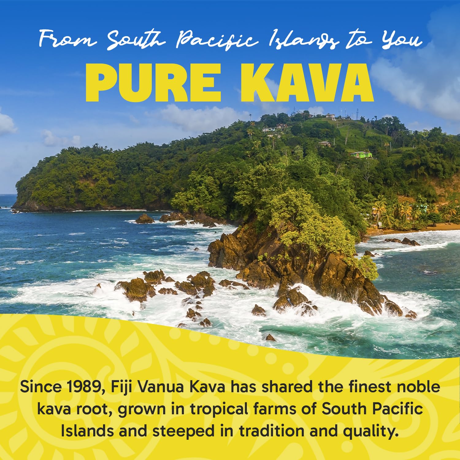 1 lb Fiji Vanua Kava Premium Loloma Waka Kava Root Powder - Noble Kava Root with Sun-dried Lateral Roots - Medium Grind for Easy Preparation - Smooth & Delicious Taste
