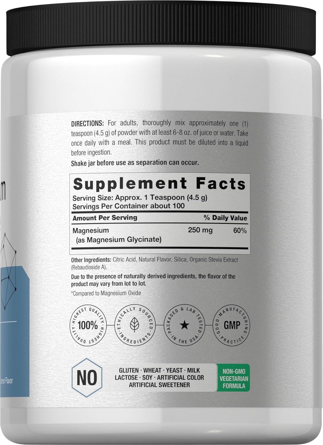 1 lb Lemon Flavored Horbäach Magnesium Glycinate Powder for Superior Absorption - Non-GMO & Gluten Free