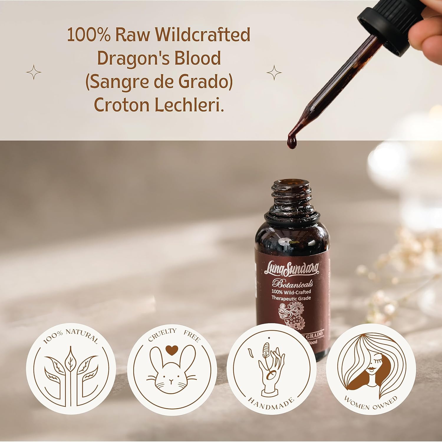 1 Oz Luna Sundara Dragon's Blood Sangre de Grado - Pure, Raw, Ethically Sourced, No Alcohol, Wild Crafted - 100% Natural