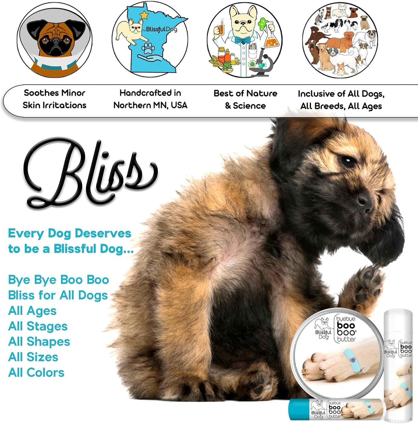 1 oz TIN Boxer Booboo Butter by The Blissful Dog - Soothing Balm for Boxer Dogs' Skin Issues
