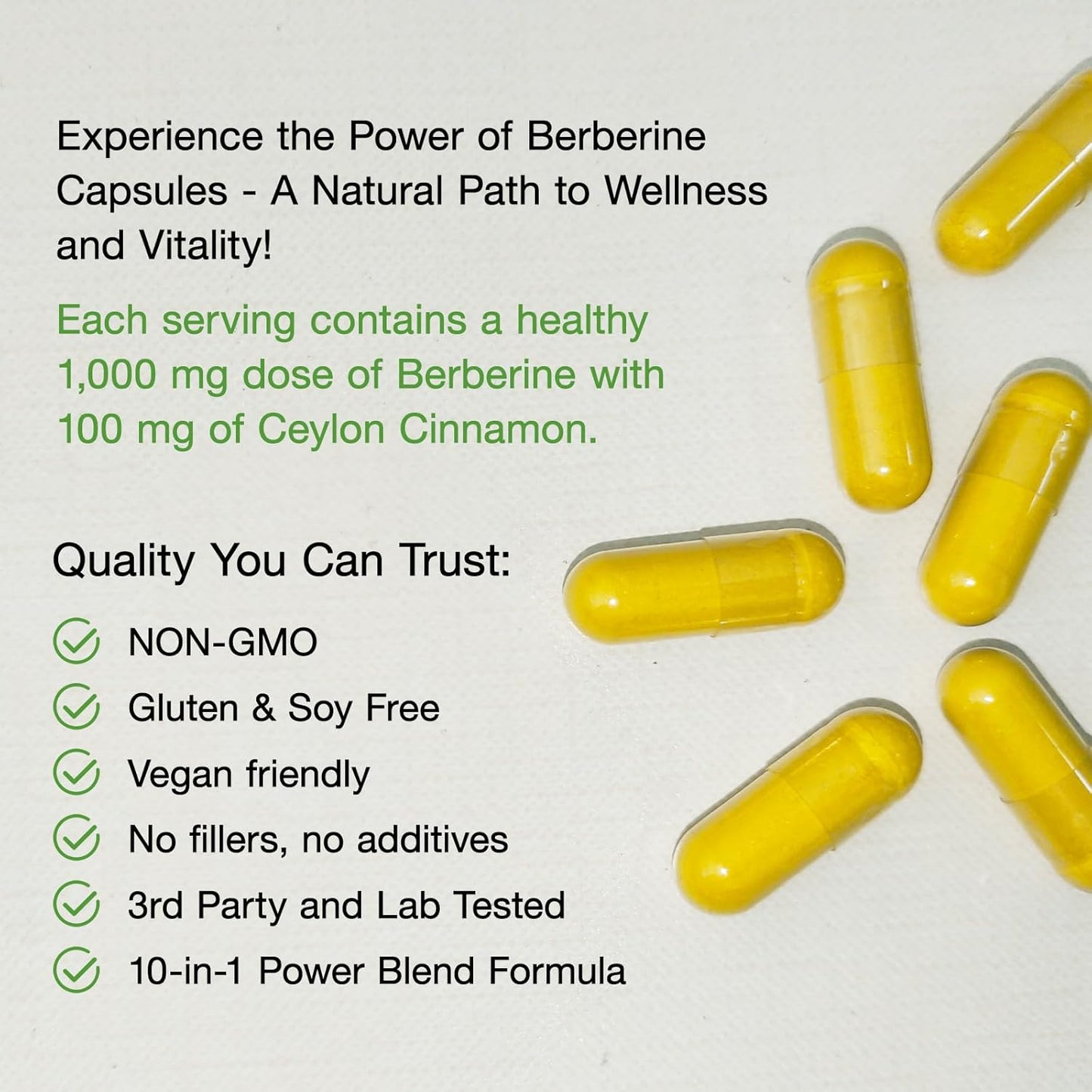 10-in-1 Nature Aurora Berberine Supplement with Ceylon Cinnamon & Chromium Picolinate - 1000mg Per Serving - Supports Metabolism, Heart & Immune System - 90 Capsules