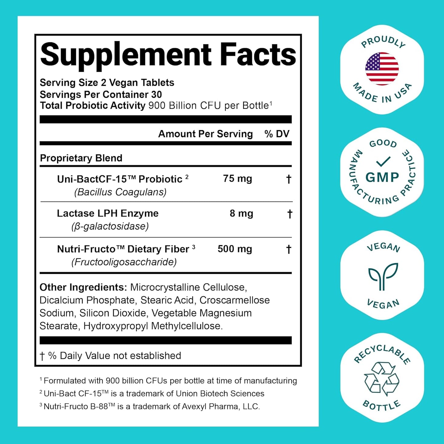 10 Month Supply Probiotic Digestive Health Support for Women & Men - USA Made Vegan Formula with Prebiotic Blend - 62% More Stable Gut Health Probiotics