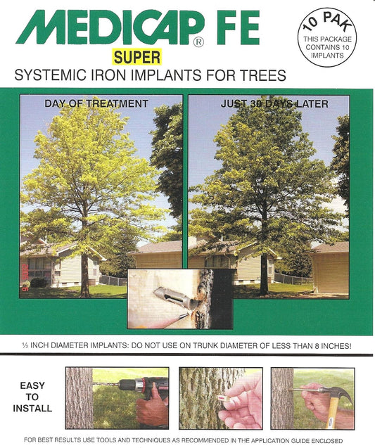 10-Pack of MediCap FE SUPER Systemic Iron Tree Implants - Control Iron Chlorosis, 1/2-Inch Size