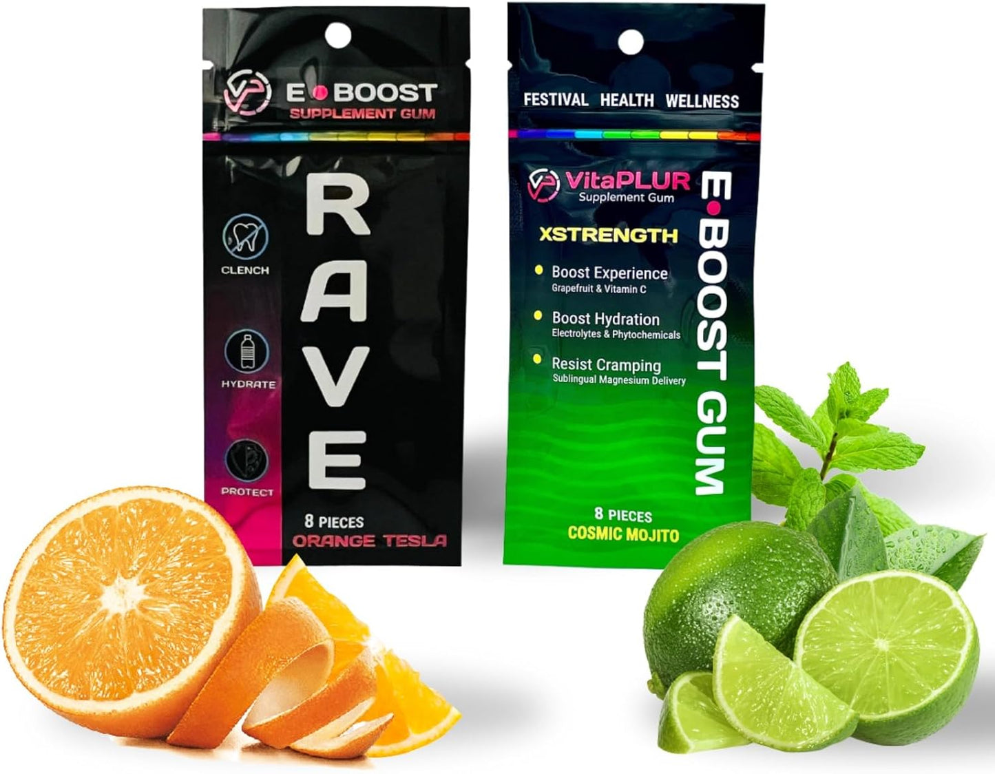 10 Pack VitaPLUR E-Boost Gum for Rave Wellness with Magnesium, Antioxidants, and Electrolytes - Adderall Comedown Relief Included